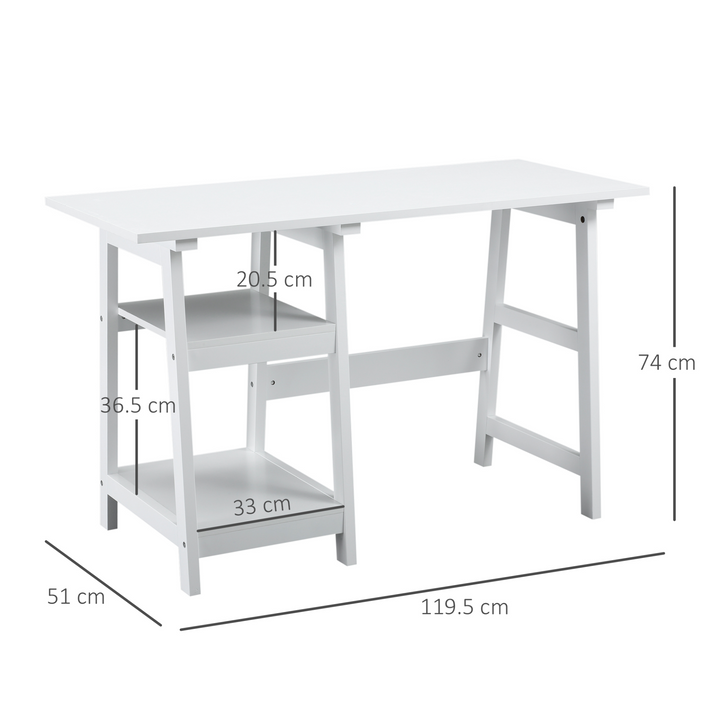 White Compact Computer Desk with Storage Shelves - PC Table Workstation for Home Office & Study Rooms - Premium  from Home Treasures - Just £84.99! Shop now at Home Treasures