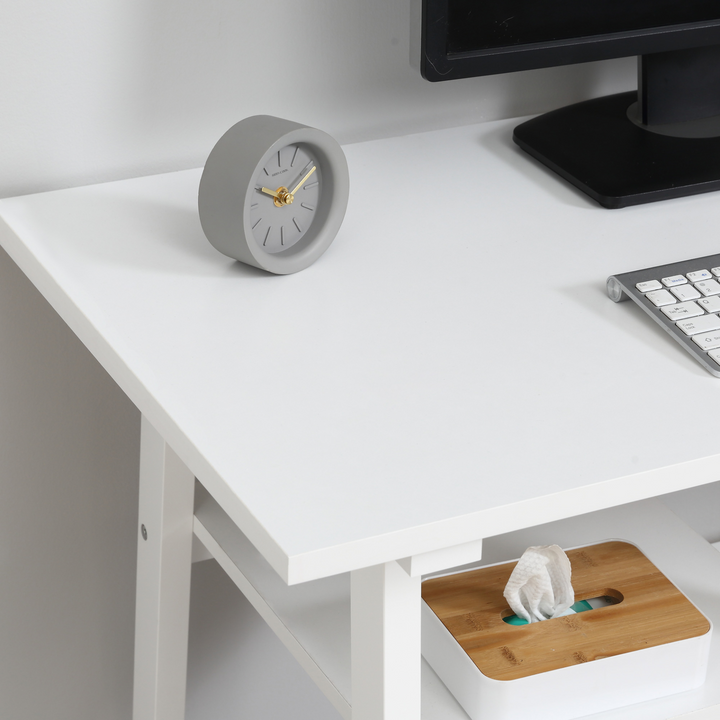 White Compact Computer Desk with Storage Shelves - PC Table Workstation for Home Office & Study Rooms - Premium  from Home Treasures - Just £84.99! Shop now at Home Treasures