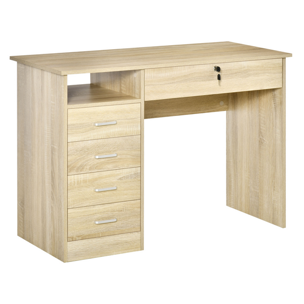 Stylish Computer Desk with Lockable Drawer and Storage Shelf - 110x50x76 cm, Oak - Premium  from Home Treasures - Just £149.99! Shop now at Home Treasures