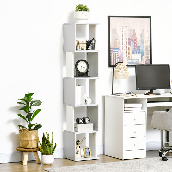 Modern 5-Tier Bookshelf, Freestanding Bookcase Storage Shelving for Living Room Home Office Study, Light Grey - Premium  from Home Treasures - Just £52.99! Shop now at Home Treasures