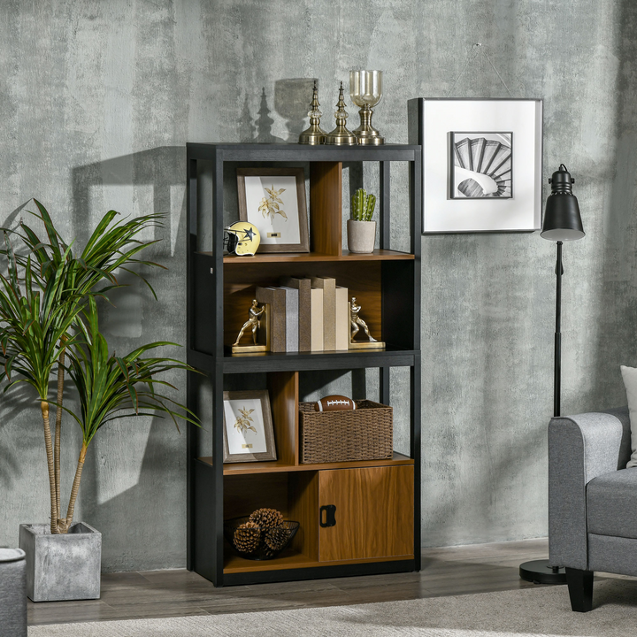 Modern 4-Tier Bookshelf with Storage Shelving & Cabinet - Elegant Walnut Brown, 150 x 76.5 x 30cm - Premium  from Home Treasures - Just £90.99! Shop now at Home Treasures