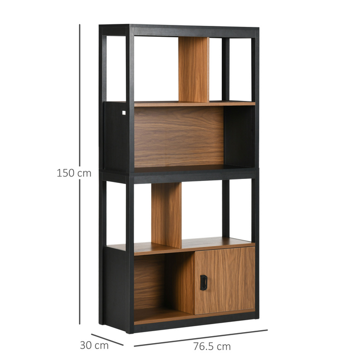 Modern 4-Tier Bookshelf with Storage Shelving & Cabinet - Elegant Walnut Brown, 150 x 76.5 x 30cm - Premium  from Home Treasures - Just £90.99! Shop now at Home Treasures