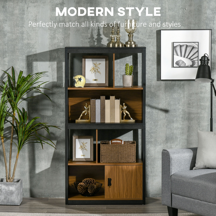 Modern 4-Tier Bookshelf with Storage Shelving & Cabinet - Elegant Walnut Brown, 150 x 76.5 x 30cm - Premium  from Home Treasures - Just £90.99! Shop now at Home Treasures