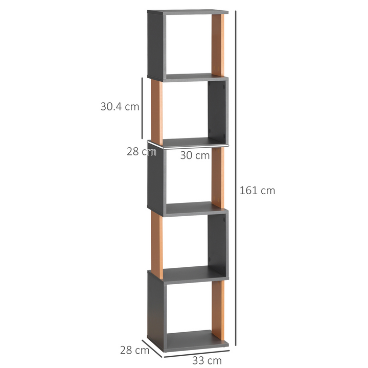 Modern 5-Tier Bookshelf in Dark Grey | Freestanding Bookcase Storage Shelving - Premium  from Home Treasures - Just £46.99! Shop now at Home Treasures