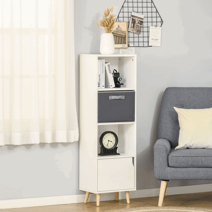 Elegant & Versatile White Bookcase/Display Cabinet with Doors - 40x30x129.5cm | Modern Storage Solution for Home & Office - Premium  from Home Treasures - Just £58.99! Shop now at Home Treasures