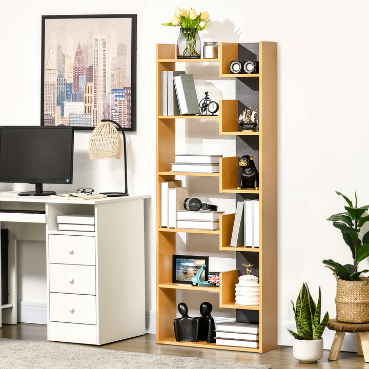 Modern Bookcase/Display Cabinet with 11 Open Shelves (Natural) - 162.6 x 61 x 23cm | Stylish & Functional Storage Solution for Home & Office - Premium  from Home Treasures - Just £71.99! Shop now at Home Treasures