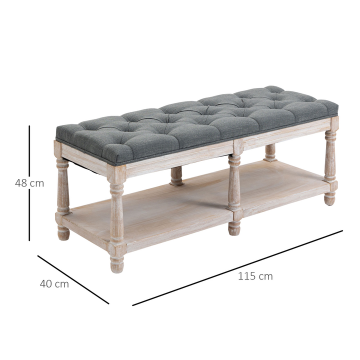 Vintage Wooden Window Seat with Storage Shelf (Grey) – Stylish & Functional Seating Solution - Premium  from Home Treasures - Just £154.99! Shop now at Home Treasures