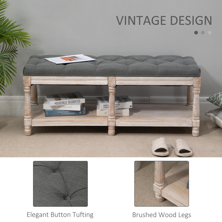 Vintage Wooden Window Seat with Storage Shelf (Grey) – Stylish & Functional Seating Solution - Premium  from Home Treasures - Just £154.99! Shop now at Home Treasures