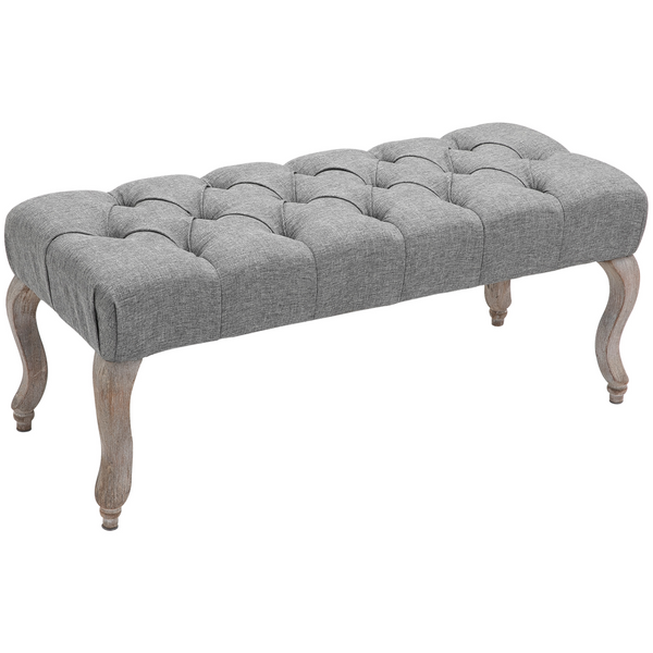 Vintage Tufted Upholstered Accent Bench - Elegant Bed End Stool & Fabric Ottoman for Living Room, Bedroom, Hallway - Premium  from Home Treasures - Just £101.99! Shop now at Home Treasures