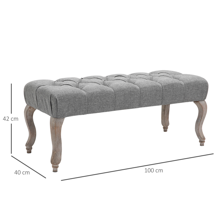 Vintage Tufted Upholstered Accent Bench - Elegant Bed End Stool & Fabric Ottoman for Living Room, Bedroom, Hallway - Premium  from Home Treasures - Just £101.99! Shop now at Home Treasures