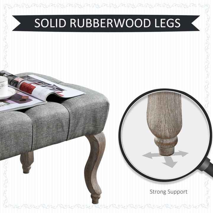 Vintage Tufted Upholstered Accent Bench - Elegant Bed End Stool & Fabric Ottoman for Living Room, Bedroom, Hallway - Premium  from Home Treasures - Just £101.99! Shop now at Home Treasures