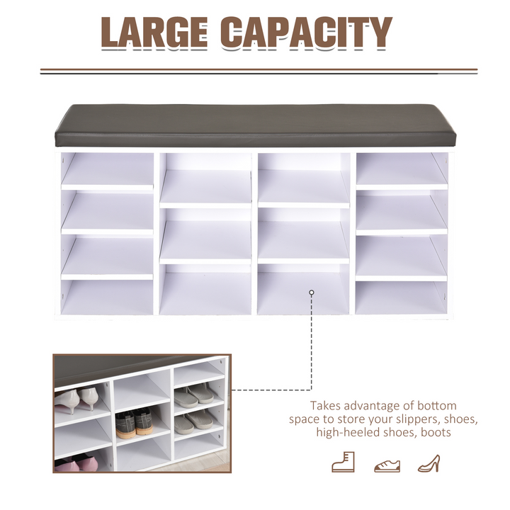 Multi-Storage Shoe Rack with 14 Compartments - White - Premium  from Home Treasures - Just £103.99! Shop now at Home Treasures