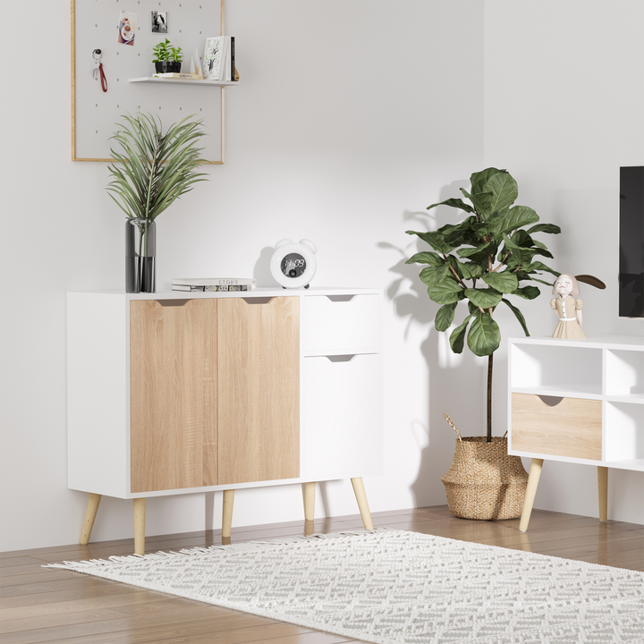 Sideboard Floor Standing Storage Cabinet with Drawer - Modern Scandinavian Style for Bedroom, Living Room, Home Office - Natural - Premium  from Home Treasures - Just £93.99! Shop now at Home Treasures