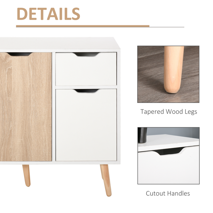 Sideboard Floor Standing Storage Cabinet with Drawer - Modern Scandinavian Style for Bedroom, Living Room, Home Office - Natural - Premium  from Home Treasures - Just £93.99! Shop now at Home Treasures