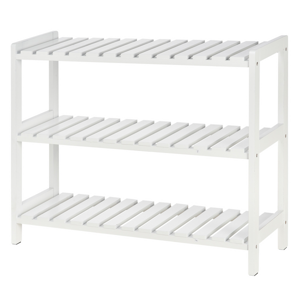 3-Tier Shoe Rack, Wood Frame, Slatted Shelves, Ideal for Hallway & Home, White - 70L x 26W x 57.5H cm - Premium  from Home Treasures - Just £42.99! Shop now at Home Treasures