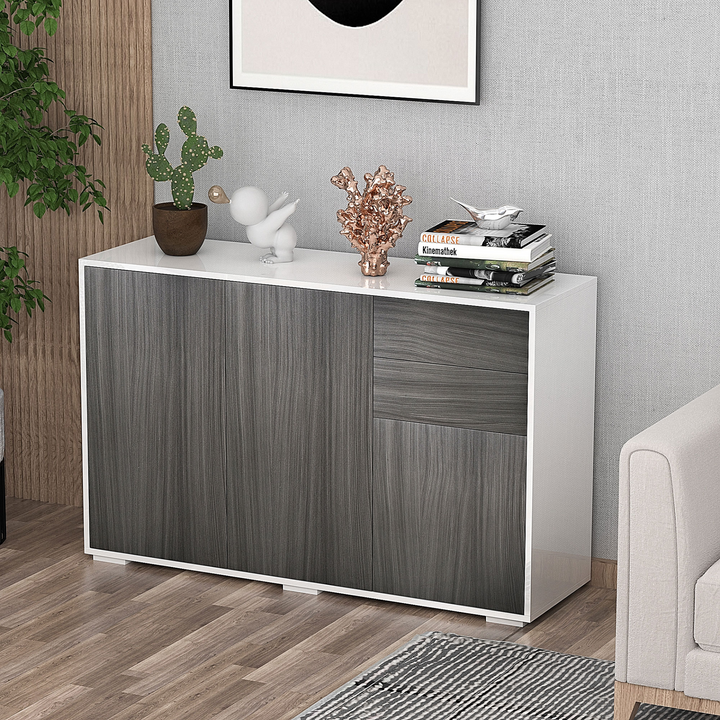 Elegant High Gloss Frame Sideboard w/ Push-Open Design & 2 Drawers - 74 x 117 x 36 cm Contemporary Storage Solution - Premium  from Home Treasures - Just £139.99! Shop now at Home Treasures