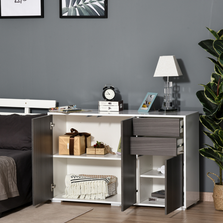 High Gloss Frame Sideboard w/ Push-Open Design & 2 Drawers 74 x 117 x 36cm - Premium  from Home Treasures - Just £145.99! Shop now at Home Treasures