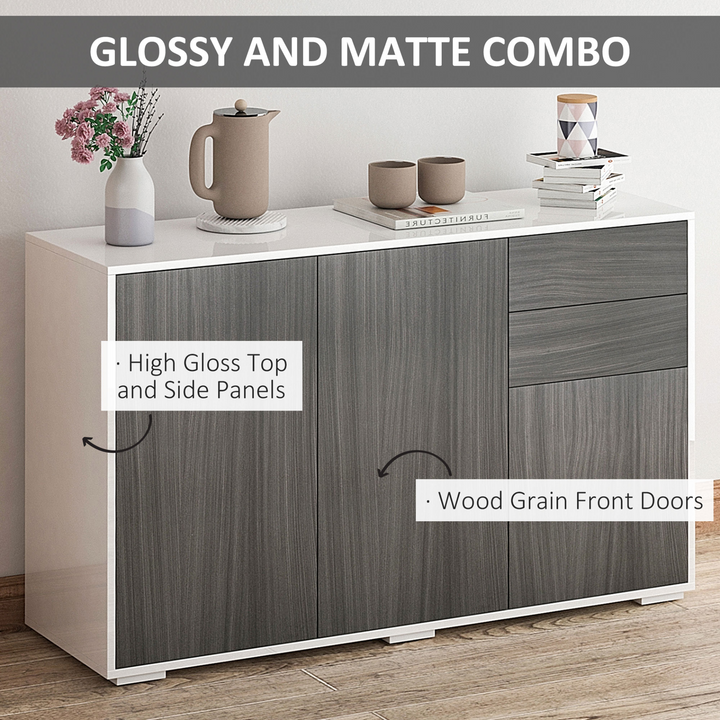 Elegant High Gloss Frame Sideboard w/ Push-Open Design & 2 Drawers - 74 x 117 x 36 cm Contemporary Storage Solution - Premium  from Home Treasures - Just £139.99! Shop now at Home Treasures