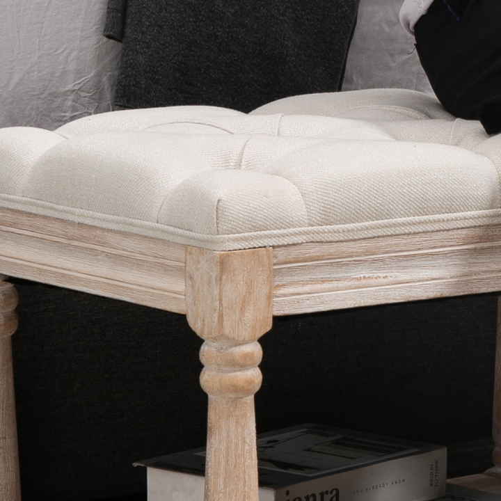 Elegant Vintage Wooden Window Seat with Storage Shelf in Cream White – Button-Tufted Design and Spacious Under-Seat Storage - Premium  from Home Treasures - Just £167.99! Shop now at Home Treasures