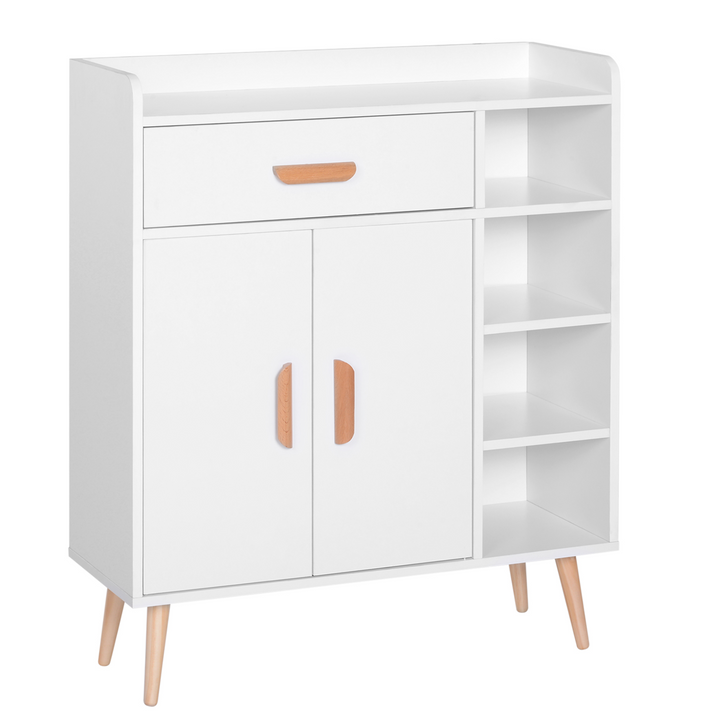 Elegant White Side Cabinet w/ Storage Drawer – Scandinavian Style, Ample Storage for Home Organization - Premium  from Home Treasures - Just £95.99! Shop now at Home Treasures