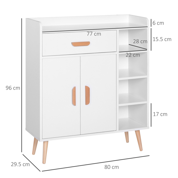 Elegant White Side Cabinet w/ Storage Drawer – Scandinavian Style, Ample Storage for Home Organization - Premium  from Home Treasures - Just £95.99! Shop now at Home Treasures