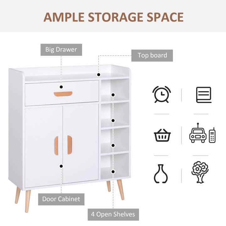 Elegant White Side Cabinet w/ Storage Drawer – Scandinavian Style, Ample Storage for Home Organization - Premium  from Home Treasures - Just £95.99! Shop now at Home Treasures