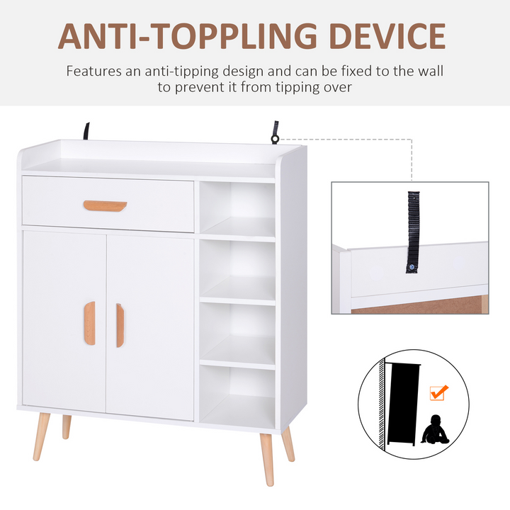 Elegant White Side Cabinet w/ Storage Drawer – Scandinavian Style, Ample Storage for Home Organization - Premium  from Home Treasures - Just £95.99! Shop now at Home Treasures