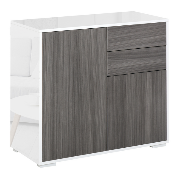 High Gloss Frame Sideboard with Push-Open Design & 2 Drawers (Grey and White) - Modern Storage Solution 74 x 79 x 36 cm - Premium  from Home Treasures - Just £112.99! Shop now at Home Treasures