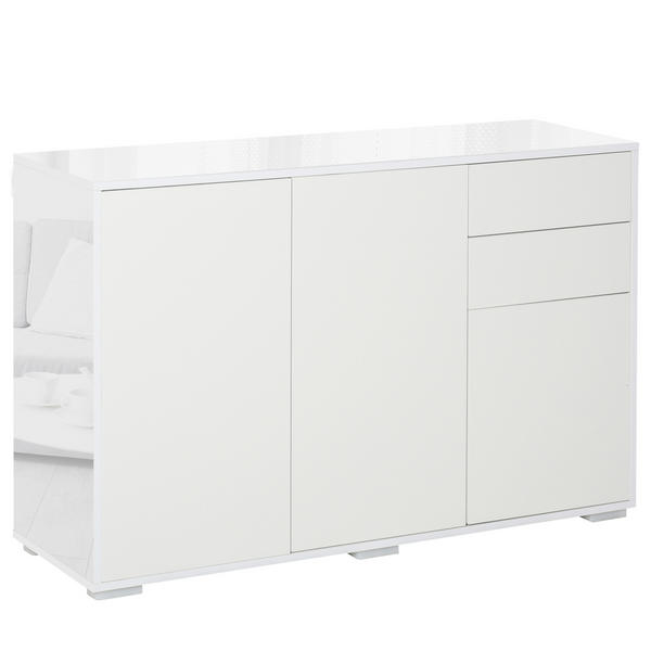 High Gloss Frame Sideboard with Push-Open Design & 2 Drawers (White) - 74 x 117 x 36cm | Modern Storage Solution - Premium  from Home Treasures - Just £156.99! Shop now at Home Treasures