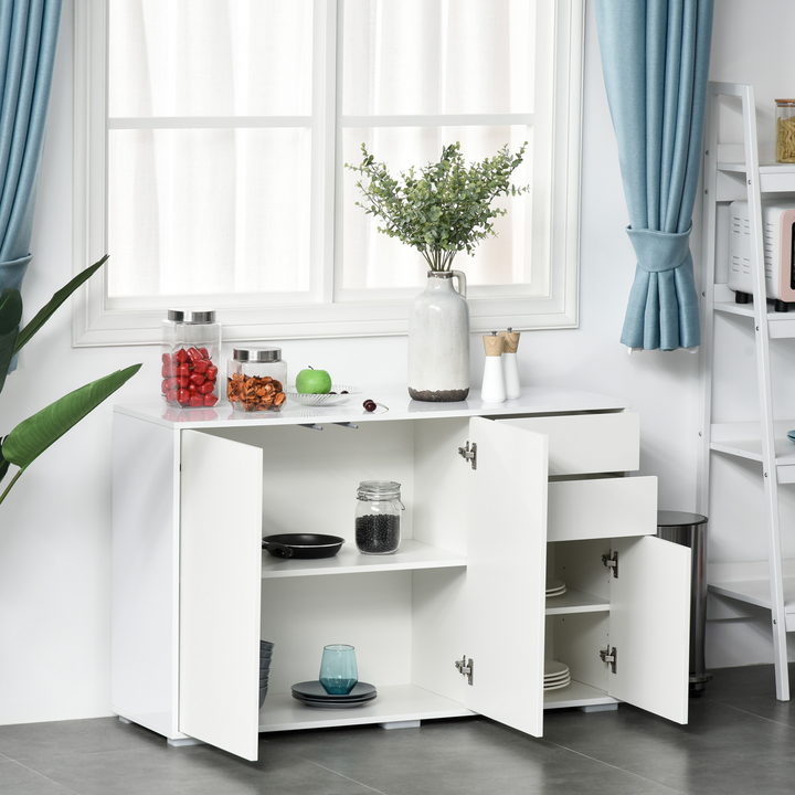 High Gloss Frame Sideboard with Push-Open Design & 2 Drawers (White) - 74 x 117 x 36cm | Modern Storage Solution - Premium  from Home Treasures - Just £156.99! Shop now at Home Treasures