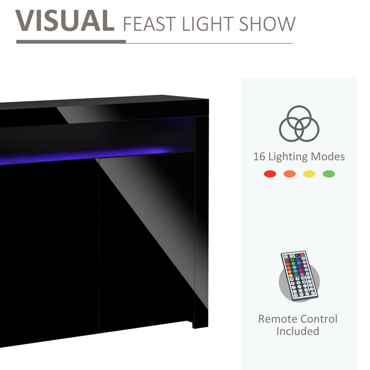 High Gloss LED Cabinet/Sideboard with RGB Lighting (Black) - Modern Storage Solution, 97 x 107 x 35 cm - Premium  from Home Treasures - Just £166.99! Shop now at Home Treasures