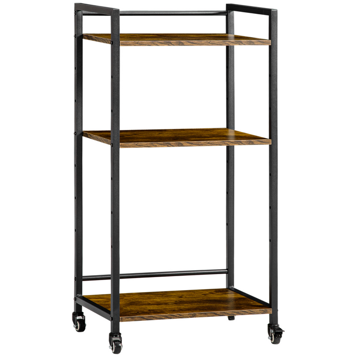 3-Tier Printer Stand with Adjustable Shelves & Lockable Wheels, Rustic Brown Utility Cart for Home Office - Premium  from Home Treasures - Just £68.99! Shop now at Home Treasures