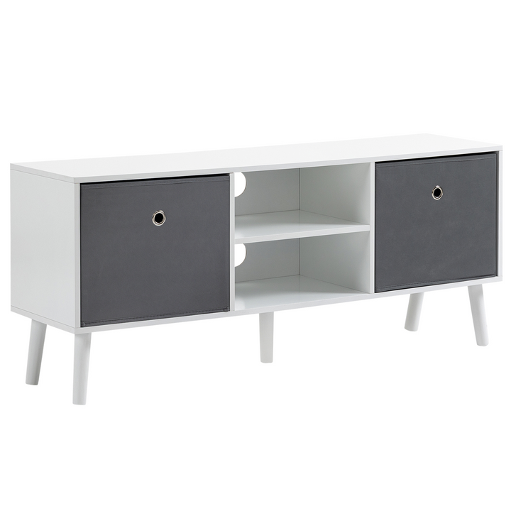 Modern Skandi TV Cabinet with Shelves & Foldable Drawers - Stylish Storage Solution, 110 x 46.5 x 29cm - Premium  from Home Treasures - Just £72.99! Shop now at Home Treasures