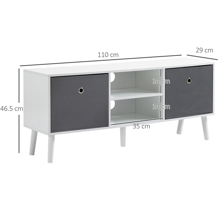 Modern Skandi TV Cabinet with Shelves & Foldable Drawers - Stylish Storage Solution, 110 x 46.5 x 29cm - Premium  from Home Treasures - Just £72.99! Shop now at Home Treasures