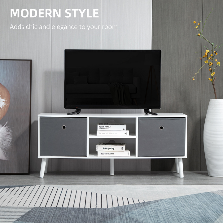 Modern Skandi TV Cabinet with Shelves & Foldable Drawers - Stylish Storage Solution, 110 x 46.5 x 29cm - Premium  from Home Treasures - Just £72.99! Shop now at Home Treasures