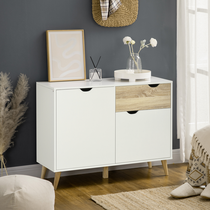 Modern Sideboard Storage Cabinet - Versatile White Accent Cupboard with Drawer and Doors for Any Room - Premium  from Home Treasures - Just £107.99! Shop now at Home Treasures