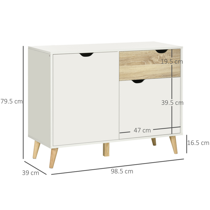 Modern Sideboard Storage Cabinet - Versatile White Accent Cupboard with Drawer and Doors for Any Room - Premium  from Home Treasures - Just £107.99! Shop now at Home Treasures