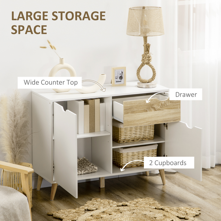 Modern Sideboard Storage Cabinet - Versatile White Accent Cupboard with Drawer and Doors for Any Room - Premium  from Home Treasures - Just £107.99! Shop now at Home Treasures