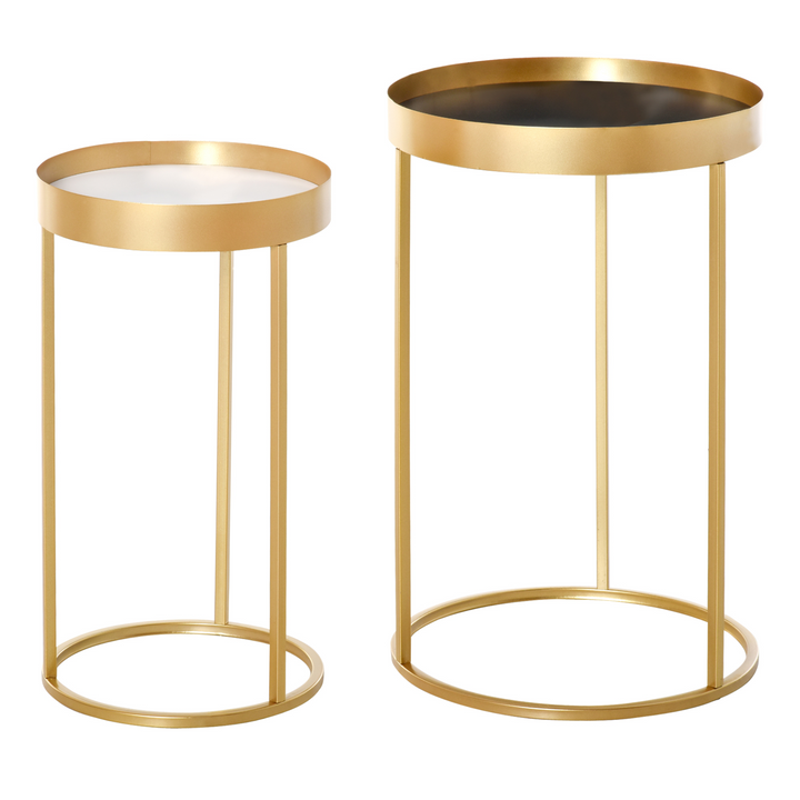 Set of 2 Nesting Coffee Tables with Gold Metal Base, Marble Color Top - Premium  from Home Treasures - Just £62.99! Shop now at Home Treasures