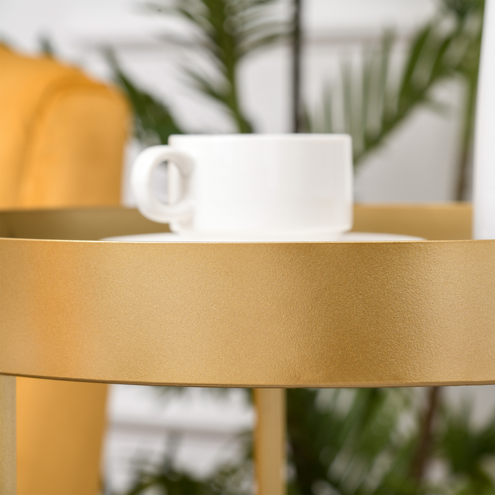 Set of 2 Nesting Coffee Tables with Gold Metal Base, Marble Color Top - Premium  from Home Treasures - Just £62.99! Shop now at Home Treasures