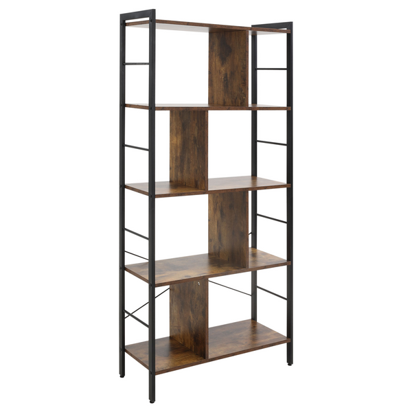 Industrial Storage Bookcase with 5 Tiers, Metal Frame - Rustic Brown - Premium  from Home Treasures - Just £85.99! Shop now at Home Treasures