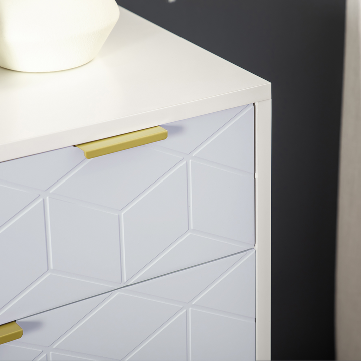 Elegant Modern Style Chest of Drawers with Golden Effect Steel Base (White) - 5 Drawer Storage Unit - Premium  from Home Treasures - Just £114.99! Shop now at Home Treasures