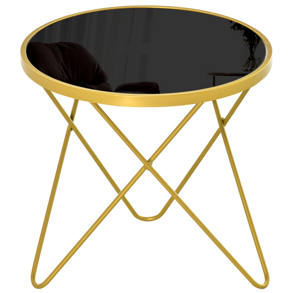 Modern Accent End Side Table with Tempered Glass Top and Golden Metal Legs – Perfect for Living Room or Office - Premium  from Home Treasures - Just £36.99! Shop now at Home Treasures