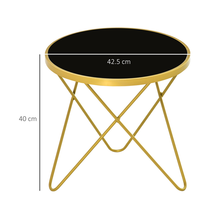 Modern Accent End Side Table with Tempered Glass Top and Golden Metal Legs – Perfect for Living Room or Office - Premium  from Home Treasures - Just £36.99! Shop now at Home Treasures