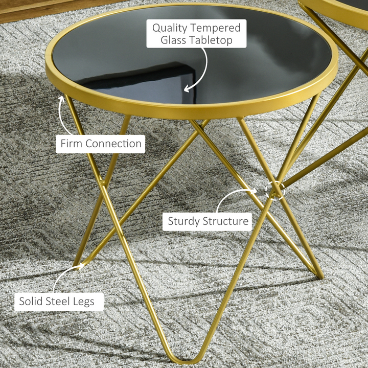 Modern Accent End Side Table with Tempered Glass Top and Golden Metal Legs – Perfect for Living Room or Office - Premium  from Home Treasures - Just £36.99! Shop now at Home Treasures