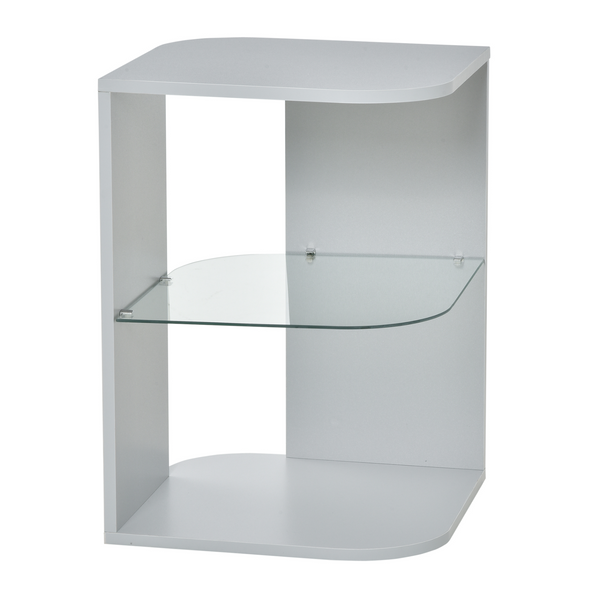 Modern Grey Side Table with 3 Layers and Glass Shelf - Perfect for Living Room or Bedroom - Premium  from Home Treasures - Just £47.99! Shop now at Home Treasures