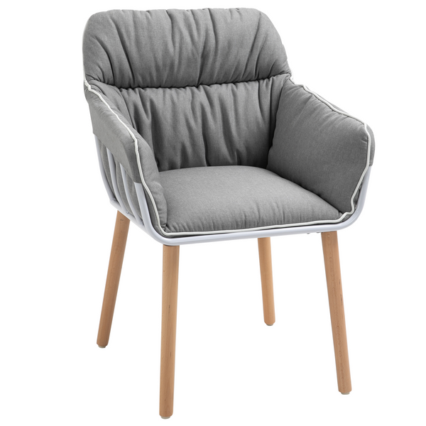 Elegant Grey Accent Chair with Contrast Piping and Plush Padding - Perfect for Modern Living Rooms & Bedrooms - Premium  from Home Treasures - Just £87.99! Shop now at Home Treasures