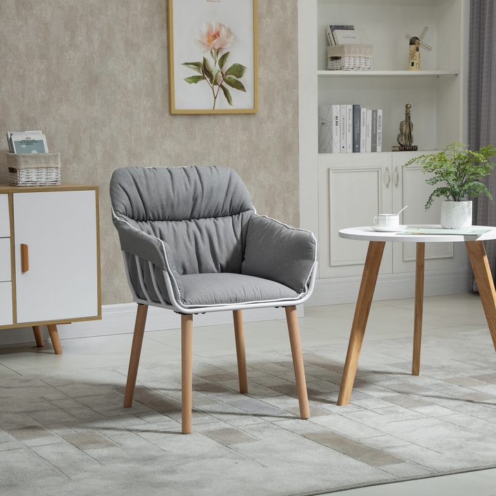 Elegant Grey Accent Chair with Contrast Piping and Plush Padding - Perfect for Modern Living Rooms & Bedrooms - Premium  from Home Treasures - Just £87.99! Shop now at Home Treasures