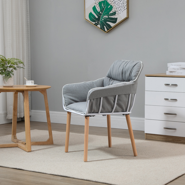 Elegant Grey Accent Chair with Contrast Piping and Plush Padding - Perfect for Modern Living Rooms & Bedrooms - Premium  from Home Treasures - Just £87.99! Shop now at Home Treasures