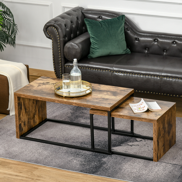 Set of 2 Coffee Tables Industrial Style Tea Table, Side Table Black & Brown - Premium  from Home Treasures - Just £86.99! Shop now at Home Treasures